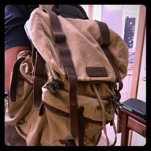 L.L Bean waxed Canvas & Leather Backpack